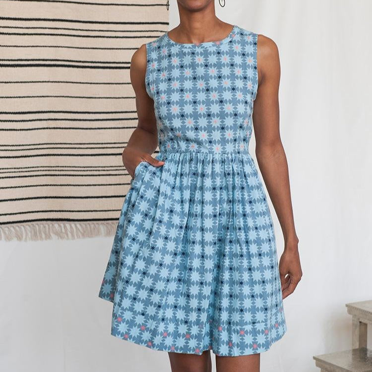 Tic Tac Toe Blue Dress