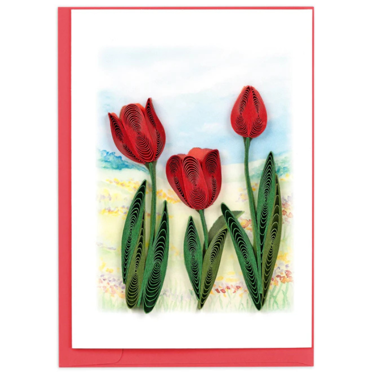 Gift Enclosure Red Tulip Field Card