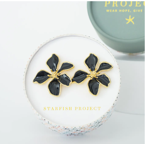 Bloom Earrings in Midnight Black