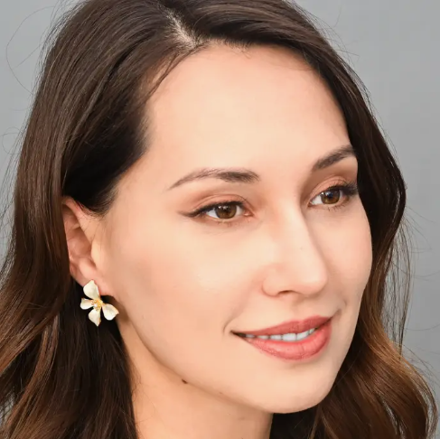 Hope in Bloom Flower Earrings in Tuscan Tan