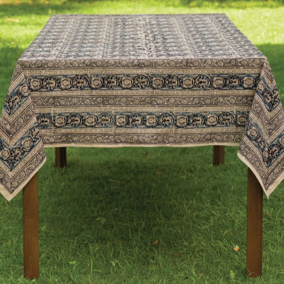 Blue & Silver Kalamkari Tablecloth