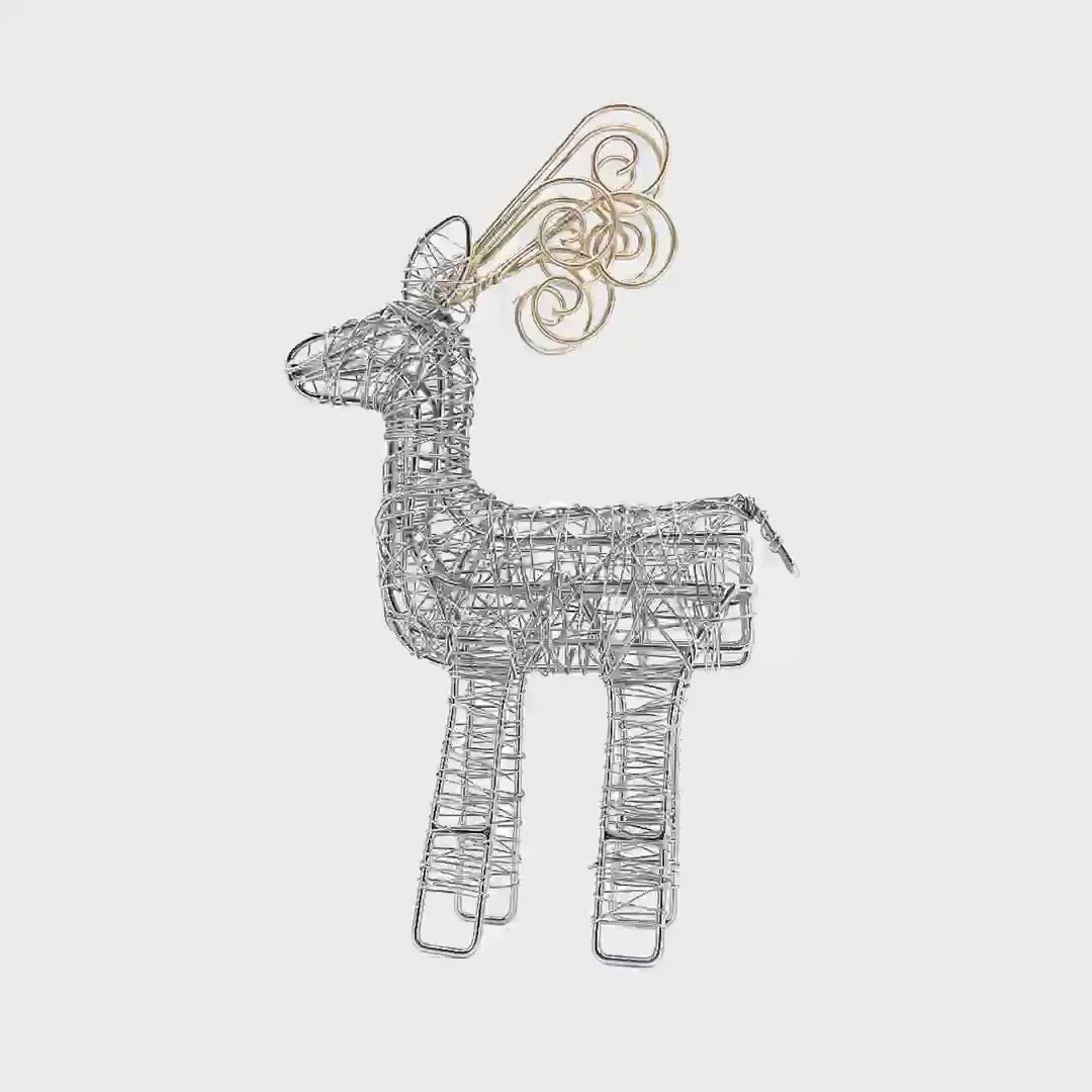 Gold Antler Wrapped Wire Reindeer