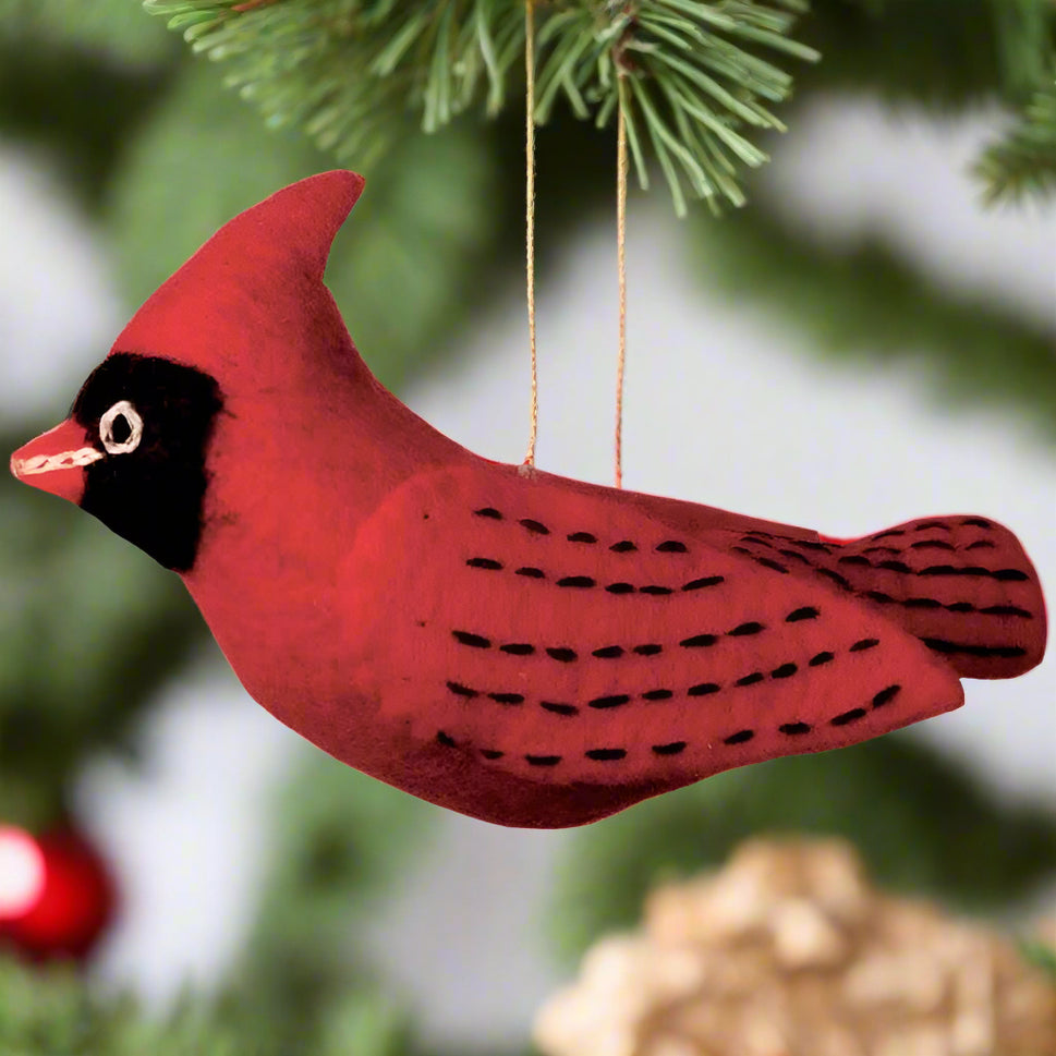 Wild Woolie Bird Cardinal Ornament