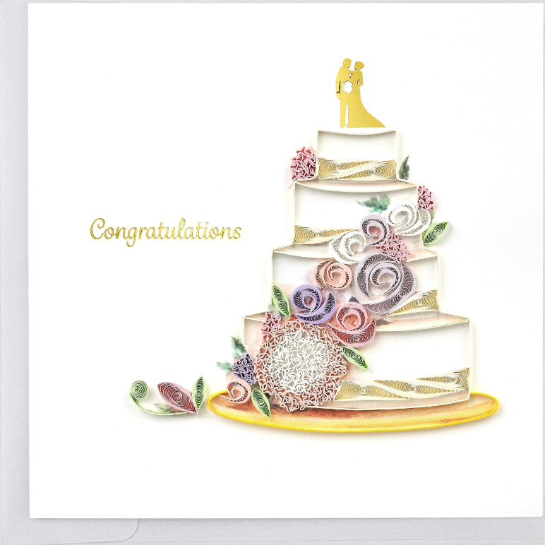 Floral Wedding Cake Greeting Card