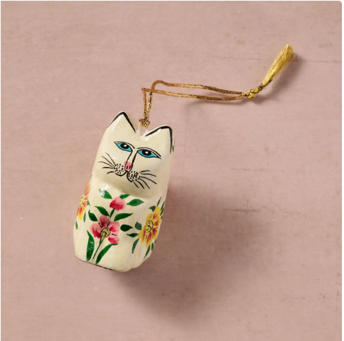 Junipar Paper Mache Cat Ornament