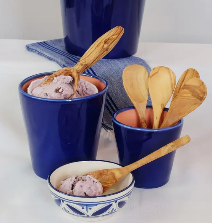 Olive Wood Ice Cream Spoon 7"