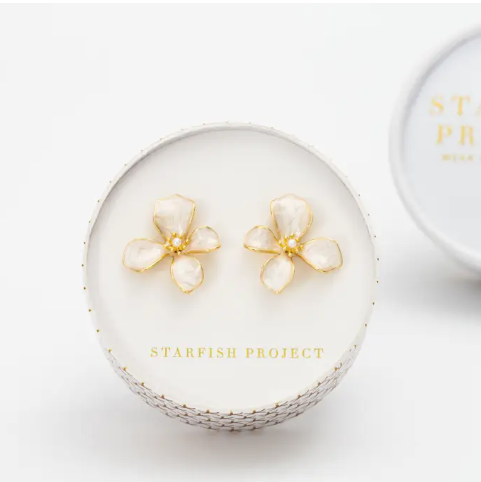 Hope in Bloom Flower Earrings in Tuscan Tan