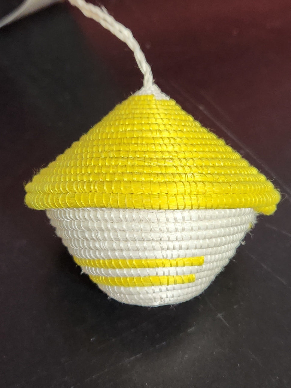 Miniature Basket Ornament short Yellow 3"x3"