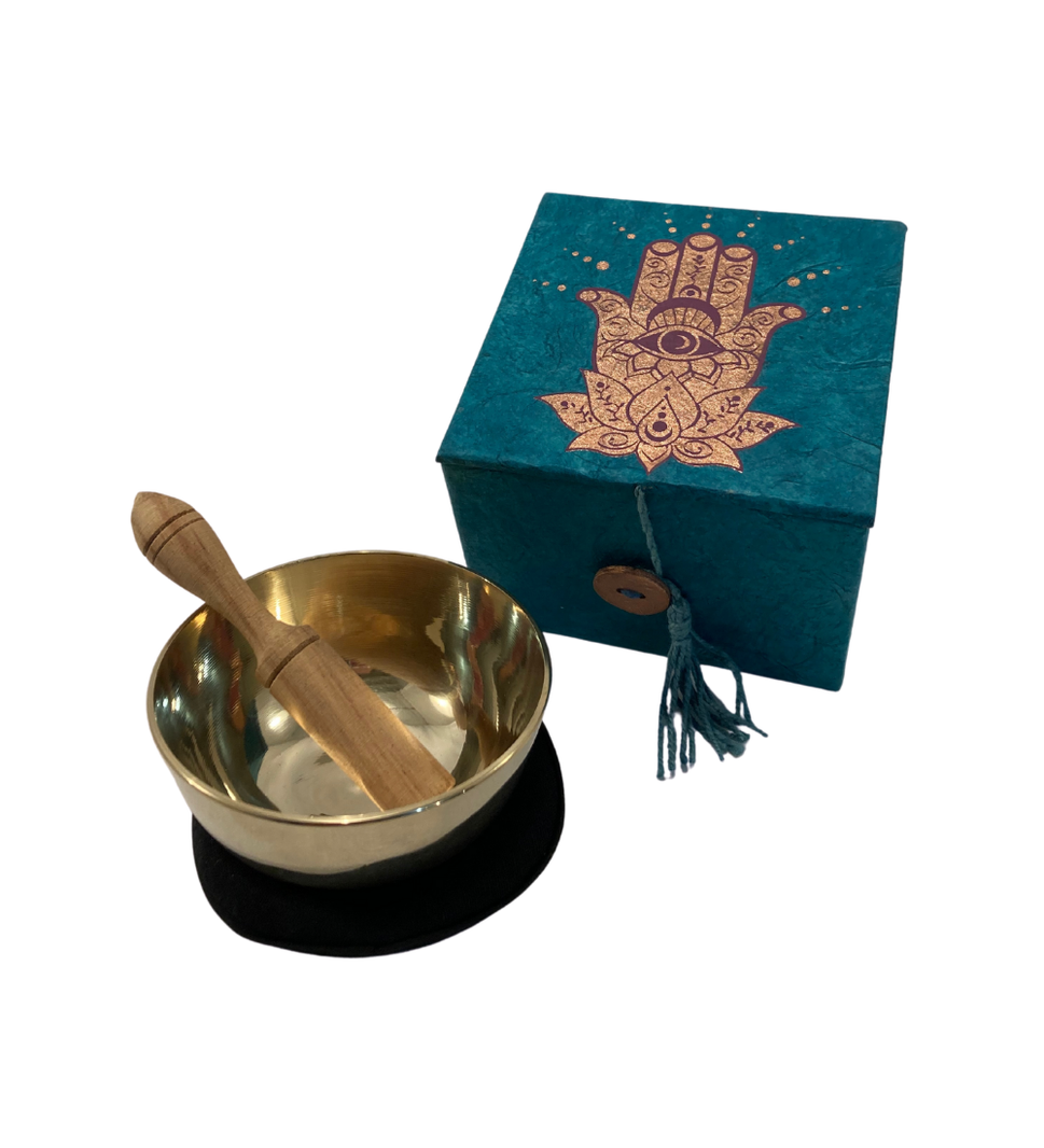 Henna Hamsa Meditation Gift Set with 3" Singing Bowl