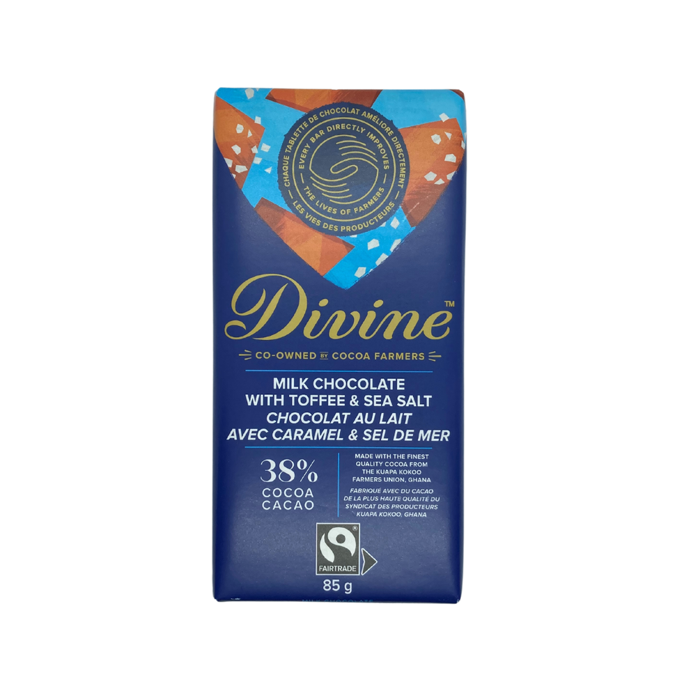 Divine Chocolate Bar Toffee and Sea Salt