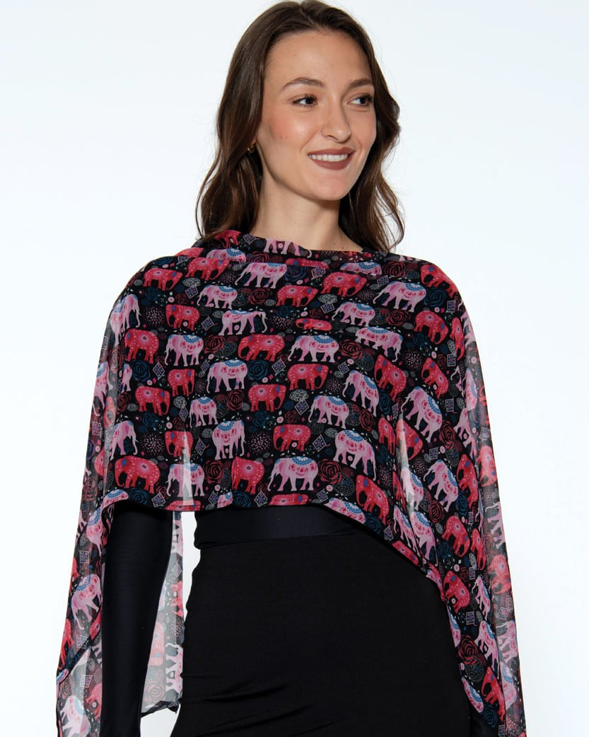 Cupro Scarf Aloka - Elephant Collage