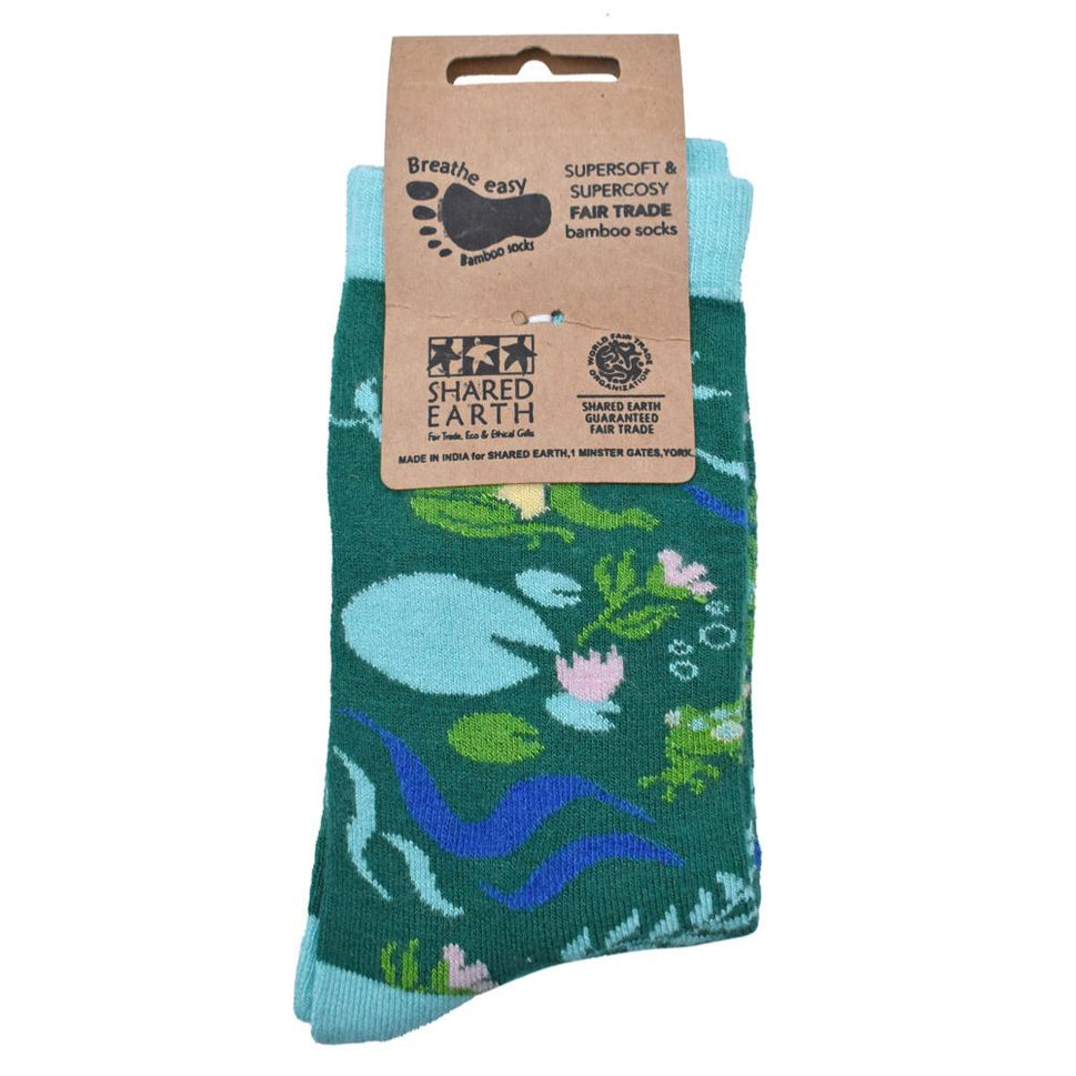 Bamboo Socks Frogs in Pond