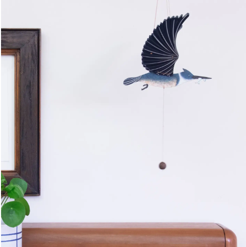 Belted Kingfisher Flying Bird Mobile