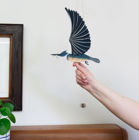Belted Kingfisher Flying Bird Mobile 4