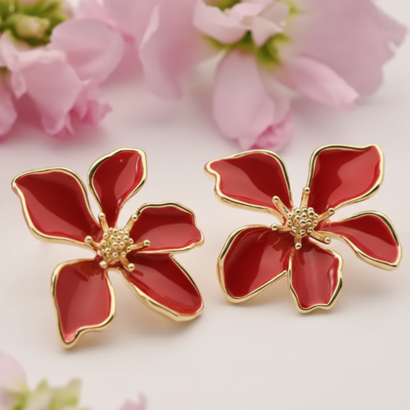 Bloom Earrings in Red
