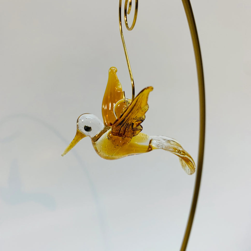 Glass Hummingbird Flying Amber