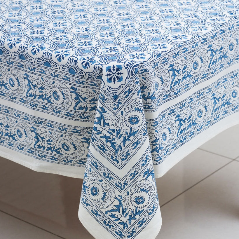 Blue Floral Tablecloth