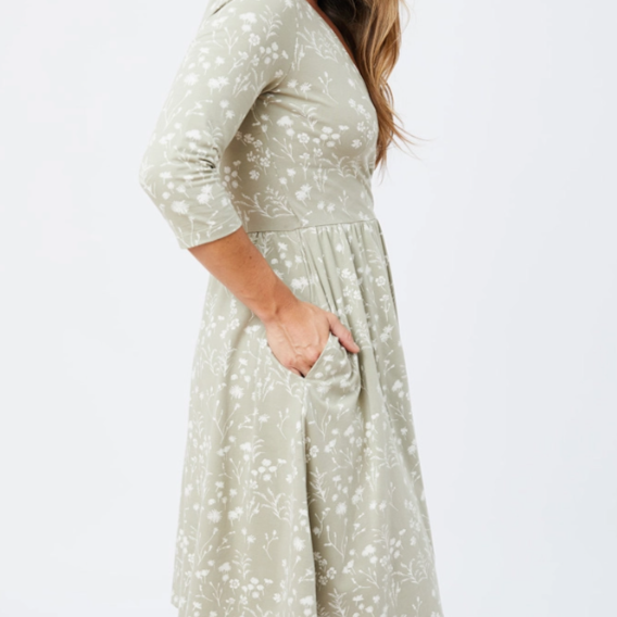 Callie Long Sleeve Wrap Dress Field Taupe 2