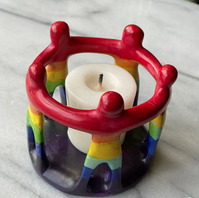 Circle of Loved Ones Rainbow Stone Sculpture