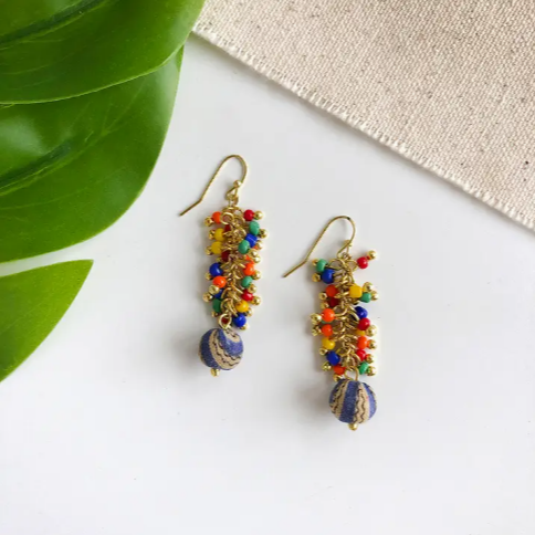 Confetti Kantha Cluster Earrings