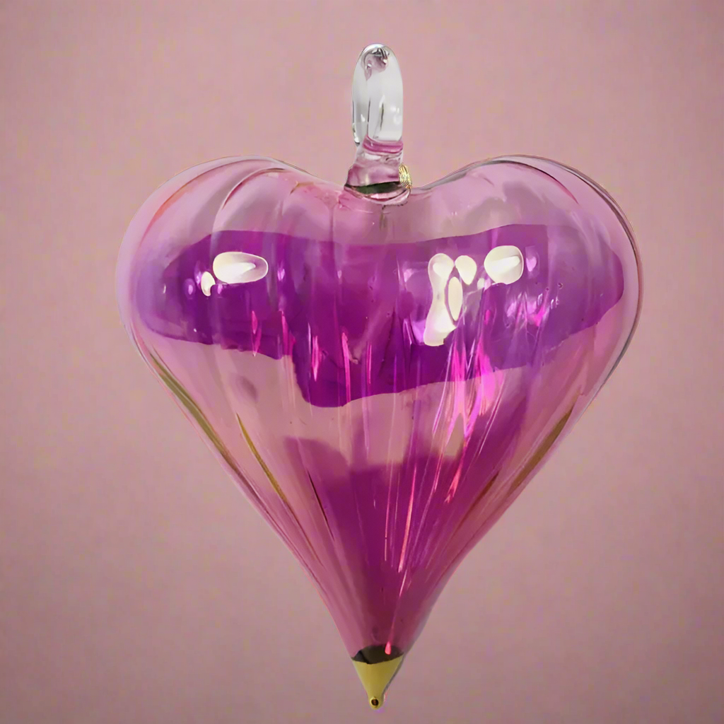 Dandarah pink blown glass heart ornament