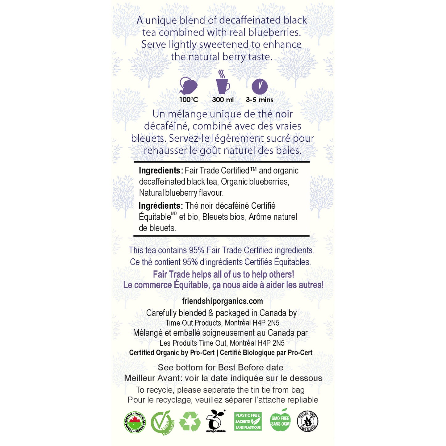 Organic Blueberry Decaf Friendship Tea Twinpack