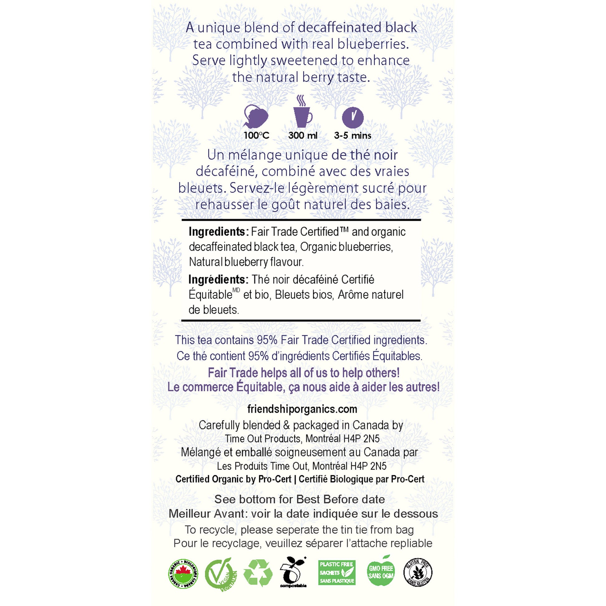 Organic Blueberry Decaf Friendship Tea Twinpack