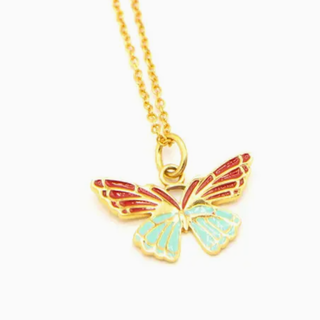 Fly Free Butterfly Enamel Necklace