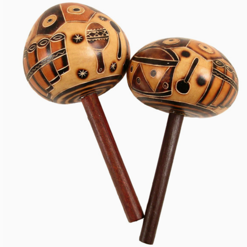 Gourd Geometric Stick Maraca
