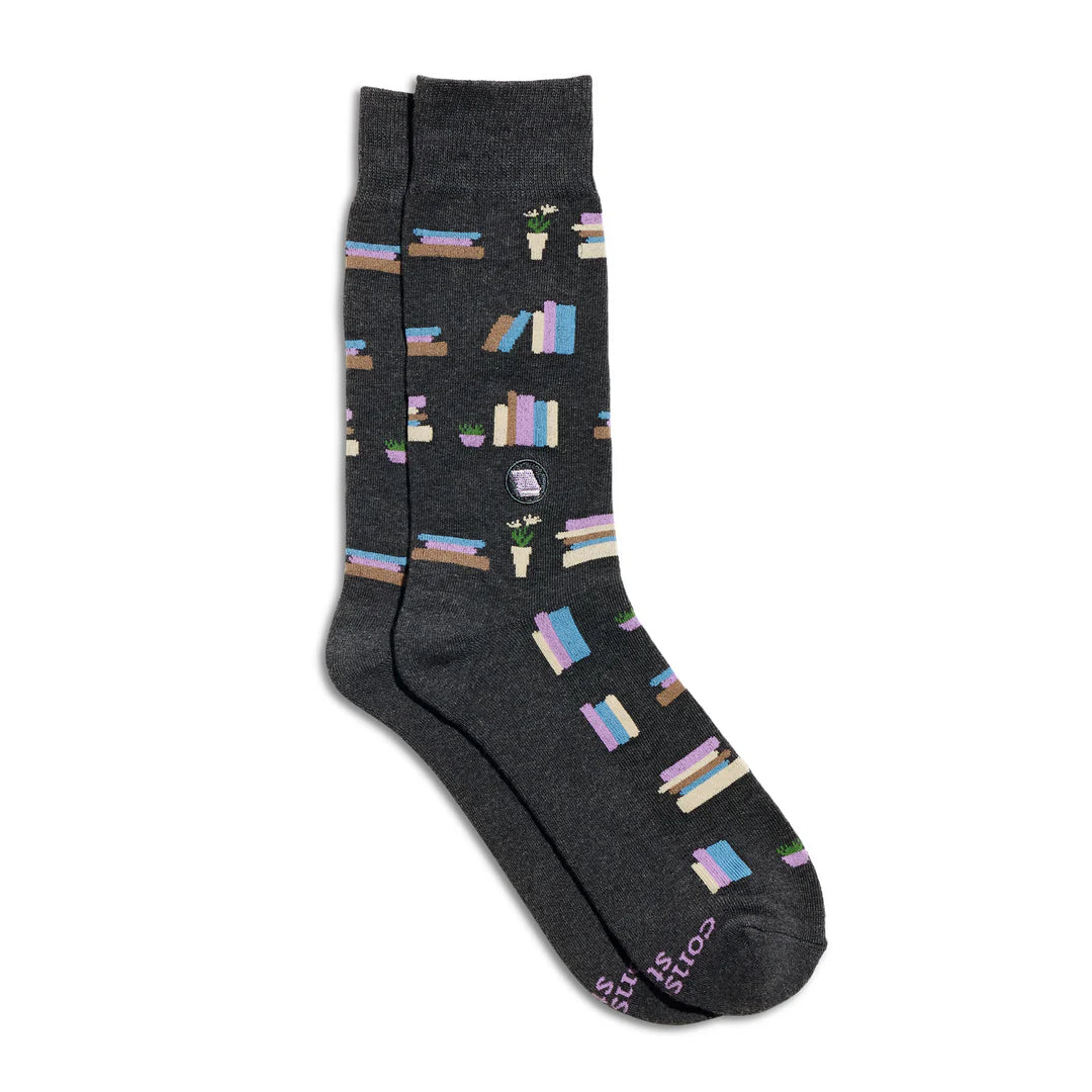 Socks That Give Books (Gray Bookshelves)