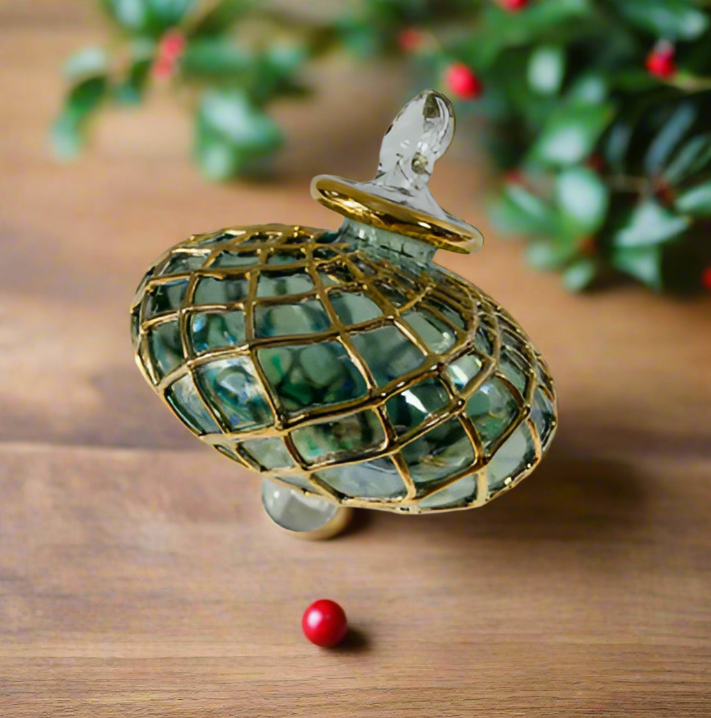 green blown glass tree ornament