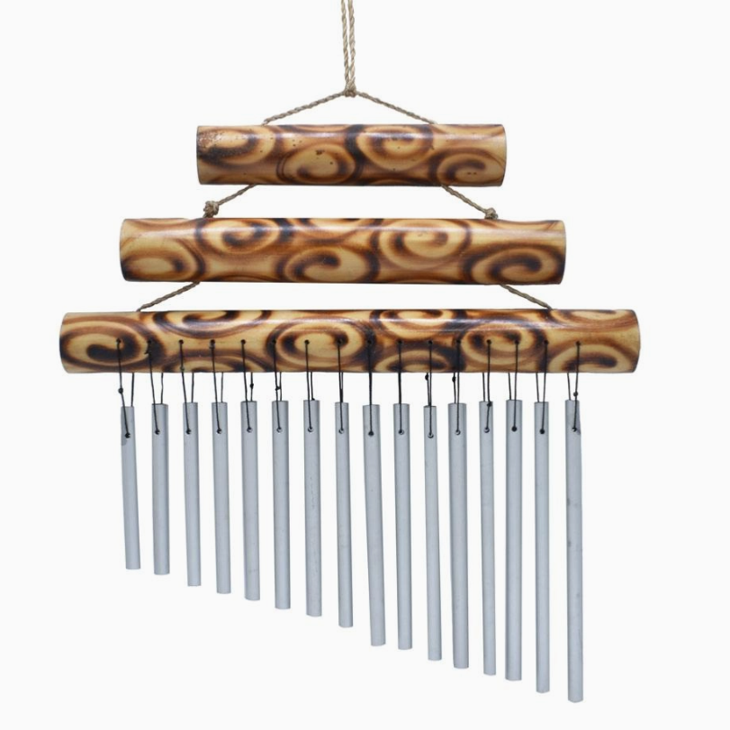 Hanging 3-tier Bamboo with 16 Metal Chimes