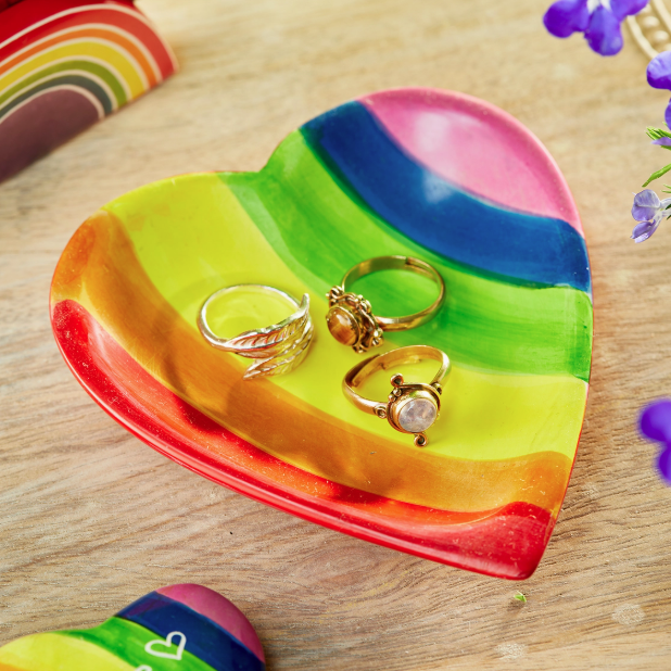 Rainbow Heart Trinket Dish