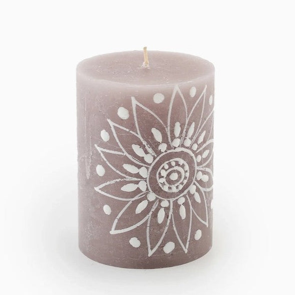 Henna Brown Candle Pillar 3” x 4”