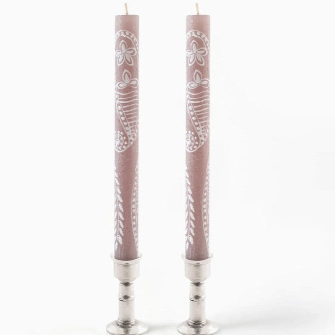 Henna Brown Candle  Taper 9" Pair