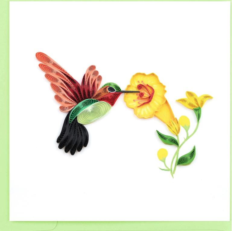 Hummingbird & Yellow Flowers Greeting Card