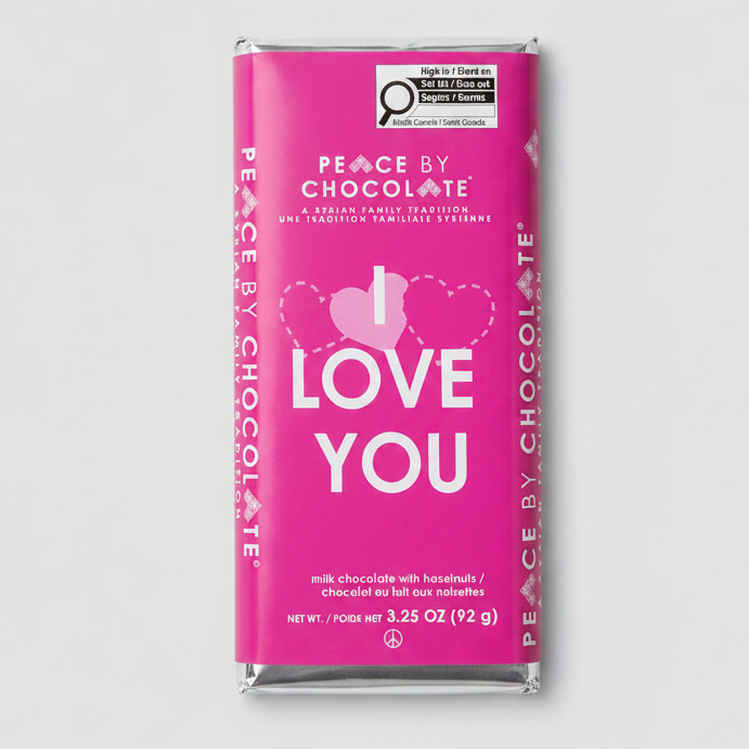 Peace by Chocolate I Love You Milk Chocolate Bar 92g