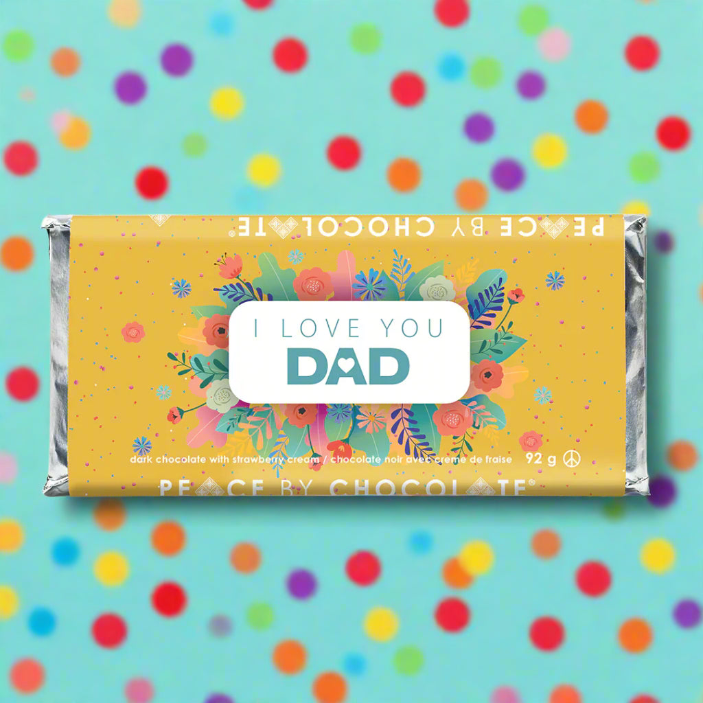 I Love You Dad Dark Chocolate with Strawberry Cream Bar
