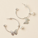 Switch Ishya Butterfly Pearl Silver Hoop Earrings 1 image
