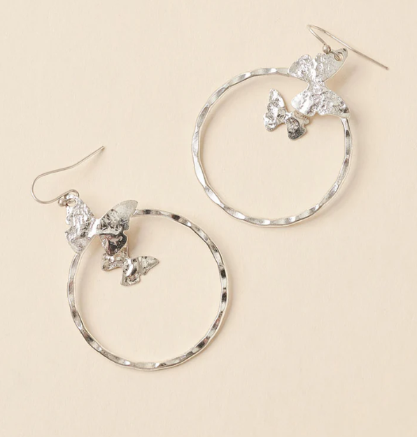 Ishya Butterfly Silver Hoop Earrings