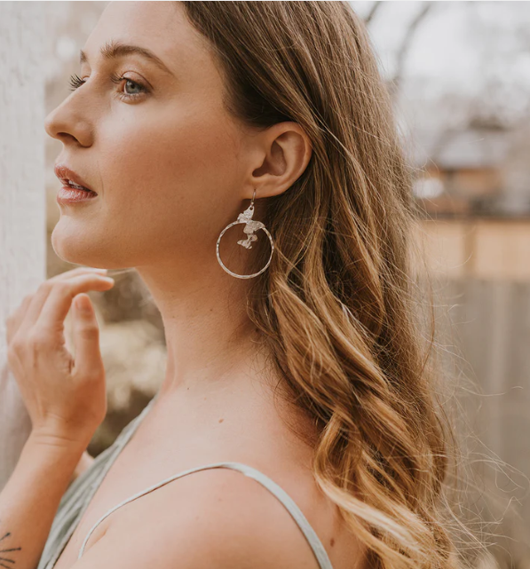 Ishya Butterfly Silver Hoop Earrings