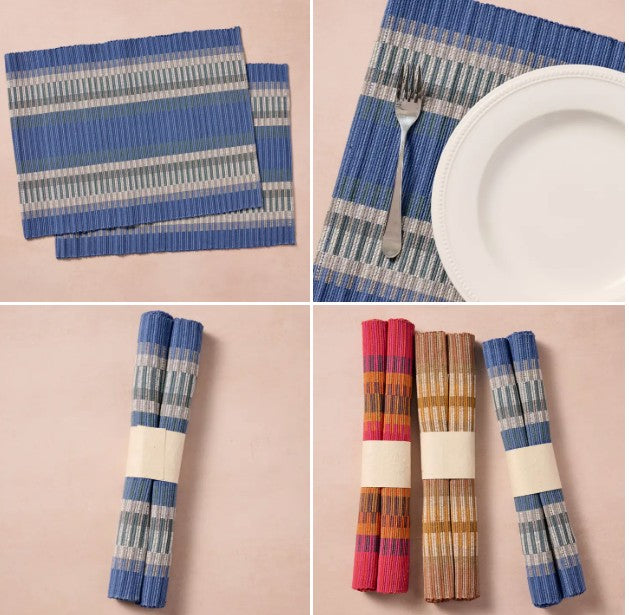 Khana Handloomed Cotton Placemat Set of 2 - Blue