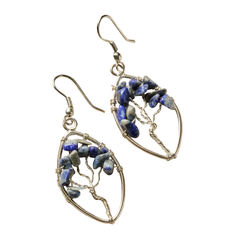 Lapis Tree Drop Earrings