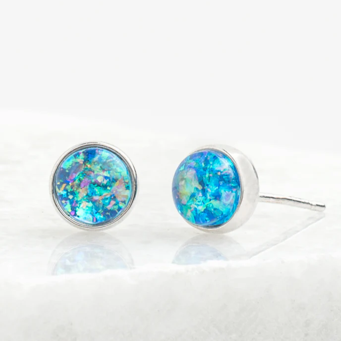 Lora Blue and Silver Studs