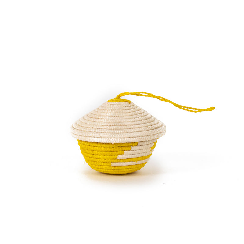 Miniature Basket Ornament short Yellow 3"x3"