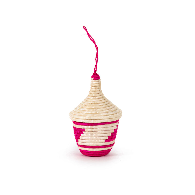 Miniature Basket Ornament Tall Pink  3.5"x2"