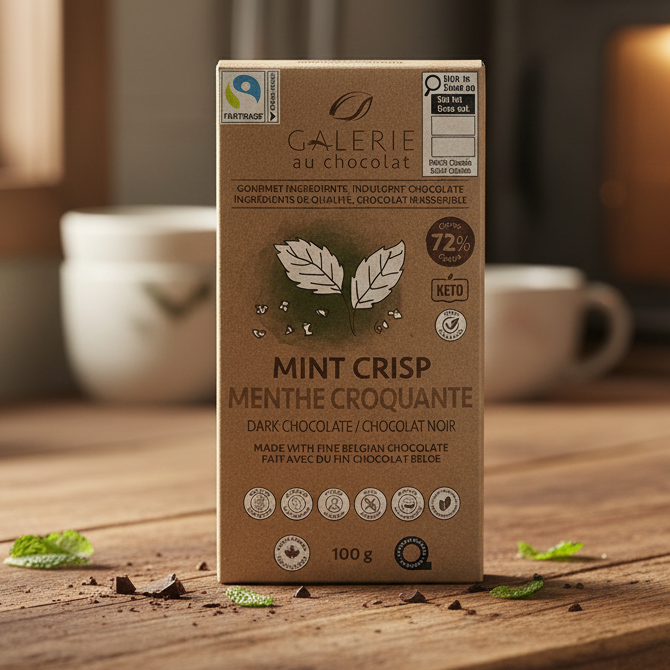Mint Crisp Dark Chocolate Bar 100g