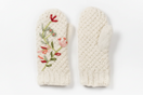 Switch Pair of cream-colored mittens with floral embroidery on a white background 3 image