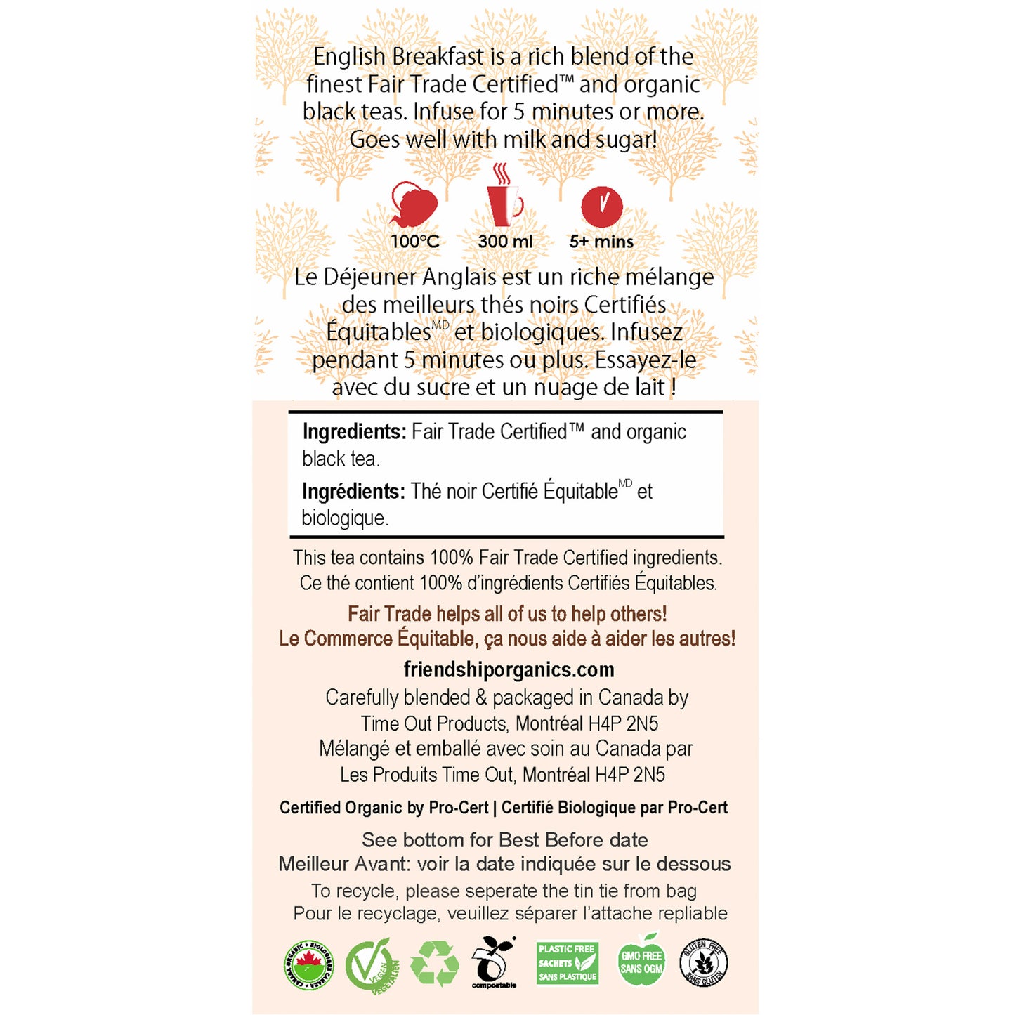Organic English Breakfast Friendship Tea Twinpack Back