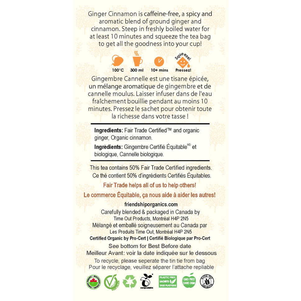 Organic Ginger and Cinnamon Friendship Tea Twinpack